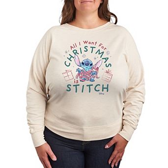 Disney's Lilo & Stitch Plus Size A Stitch For Christmas French Terry Long Sleeve Tee