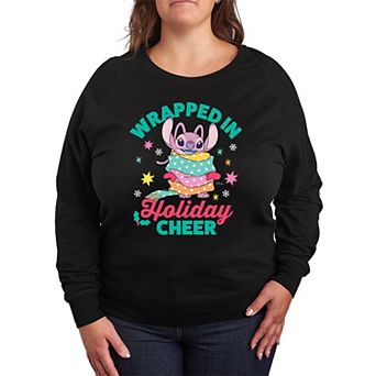 Disney's Lilo & Stitch Angel Plus Size Holiday Cheer French Terry Long Sleeve Tee