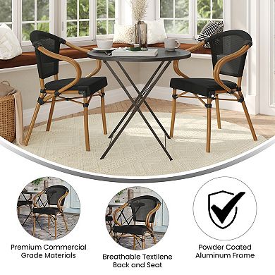 Merrick Lane 2 Pack Bistro Chair With Textilene Seat And Metal Frame