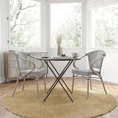 Merrick Lane 2 Pack Bistro Chair With Textilene Seat And Metal Frame