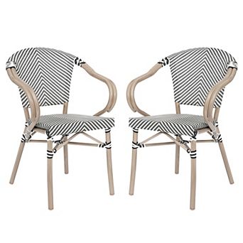 Merrick Lane 2 Pack Bistro Chair With Textilene Seat And Metal Frame