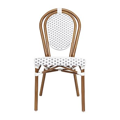 Emma And Oliver 2 Pack Stacking Bistro Chair With Metal Frame & Pe Seat