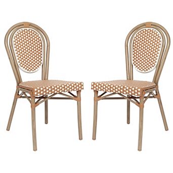 Emma And Oliver 2 Pack Stacking Bistro Chair With Metal Frame & Pe Seat