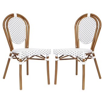 Emma And Oliver 2 Pack Stacking Bistro Chair With Metal Frame & Pe Seat