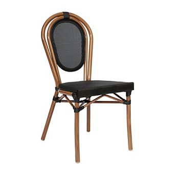 Emma And Oliver Stacking Bistro Chair With Rattan Print Metal Frame