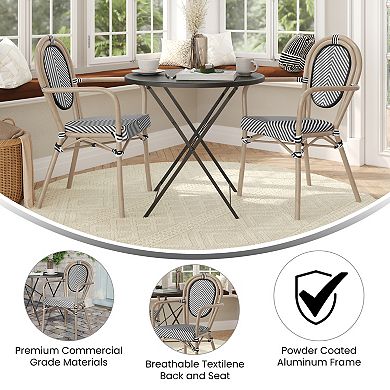 Merrick Lane 2 Pack Bistro Chair With Textilene Seat And Metal Frame