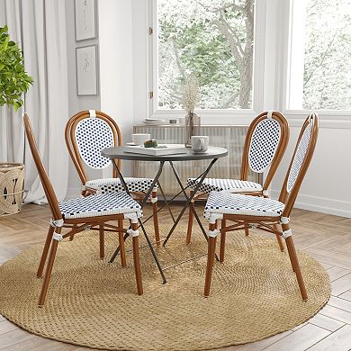 Merrick Lane 2 Pack Bistro Chair With Textilene Seat And Metal Frame