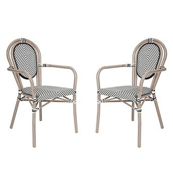 Merrick Lane 2 Pack Bistro Chair With Textilene Seat And Metal Frame