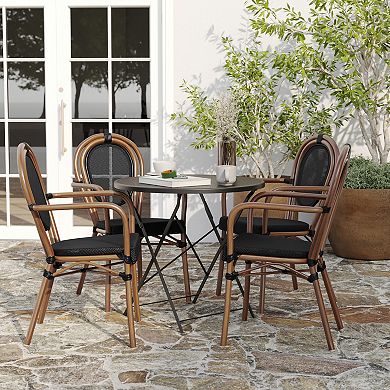Merrick Lane 2 Pack Bistro Chair With Textilene Seat And Metal Frame