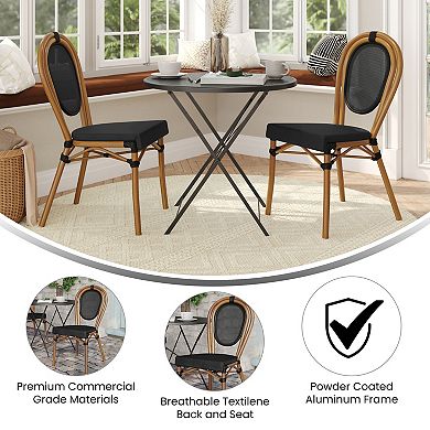 Merrick Lane 2 Pack Bistro Chair With Textilene Seat And Metal Frame