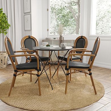 Merrick Lane 2 Pack Bistro Chair With Textilene Seat And Metal Frame