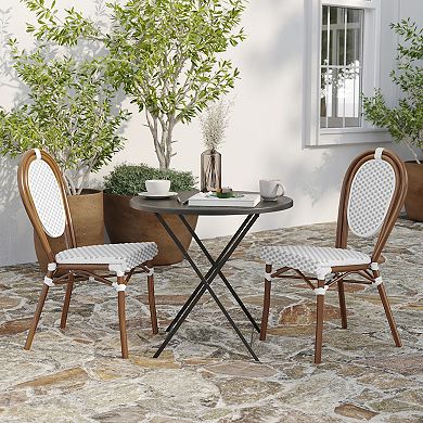 Merrick Lane Bistro Chair With Pe Cane Rattan Seat And Metal Frame