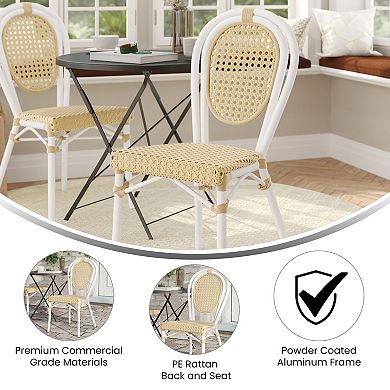 Merrick Lane Bistro Chair With Pe Cane Rattan Seat And Metal Frame