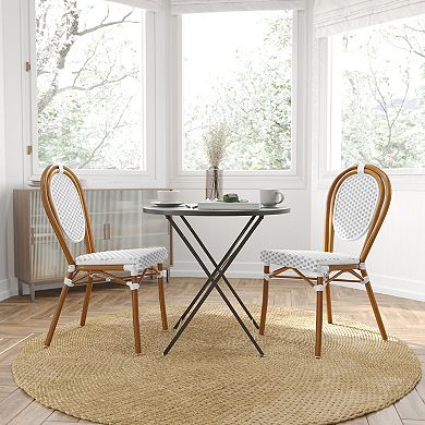 Merrick Lane Bistro Chair With Pe Cane Rattan Seat And Metal Frame