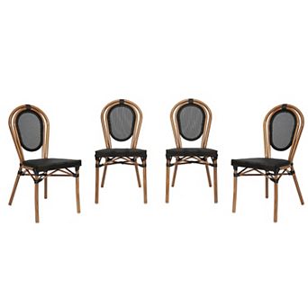 Merrick Lane 4 Pack Bistro Chair With Textilene Seat And Metal Frame