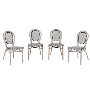 Merrick Lane 4 Pack Bistro Chair With Textilene Seat And Metal Frame