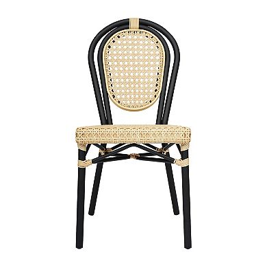 Merrick Lane 2 Pack Bistro Chair With Pe Cane Rattan Seat And Metal Frame