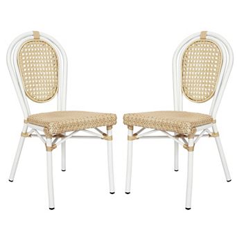 Merrick Lane 2 Pack Bistro Chair With Pe Cane Rattan Seat And Metal Frame