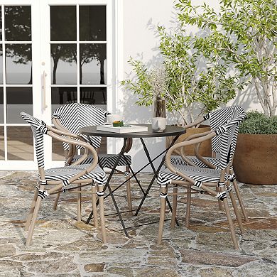 Merrick Lane 4 Pack Bistro Chair With Textilene Seat And Metal Frame