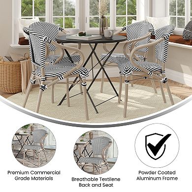 Merrick Lane 4 Pack Bistro Chair With Textilene Seat And Metal Frame
