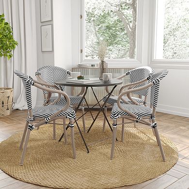 Merrick Lane 4 Pack Bistro Chair With Textilene Seat And Metal Frame