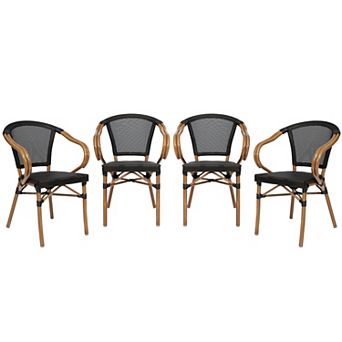 Merrick Lane 4 Pack Bistro Chair With Textilene Seat And Metal Frame