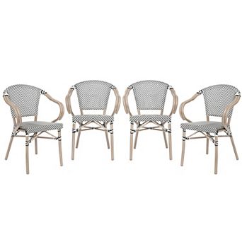 Merrick Lane 4 Pack Bistro Chair With Textilene Seat And Metal Frame