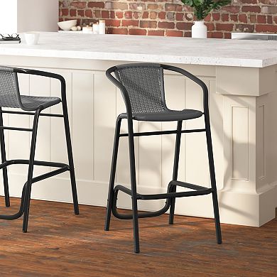 Merrick Lane Pe Rattan Restaurant Style Barstool For Indoor/outdoor Use