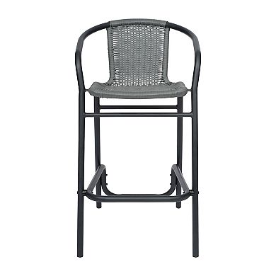 Merrick Lane Pe Rattan Restaurant Style Barstool For Indoor/outdoor Use