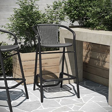 Merrick Lane Pe Rattan Restaurant Style Barstool For Indoor/outdoor Use