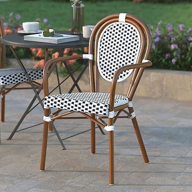 Emma And Oliver Stacking Bistro Chair With Metal Frame & Pe Seat