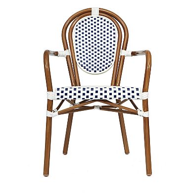 Emma And Oliver Stacking Bistro Chair With Metal Frame & Pe Seat