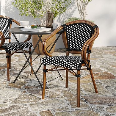 Merrick Lane Bistro Chair With Pe Rattan Seat And Metal Frame