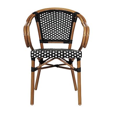 Merrick Lane Bistro Chair With Pe Rattan Seat And Metal Frame