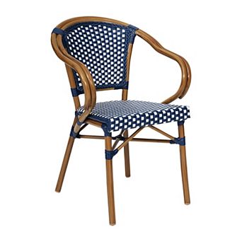 Merrick Lane Bistro Chair With Pe Rattan Seat And Metal Frame