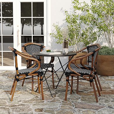 Merrick Lane 4 Pack Bistro Chair With Pe Rattan Seat And Metal Frame