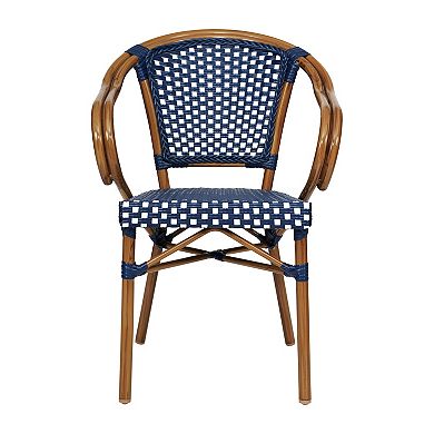 Merrick Lane 4 Pack Bistro Chair With Pe Rattan Seat And Metal Frame