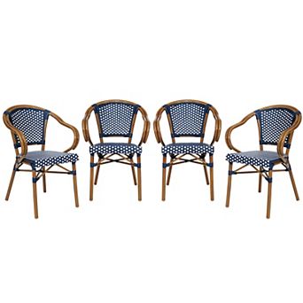 Merrick Lane 4 Pack Bistro Chair With Pe Rattan Seat And Metal Frame
