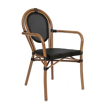 Merrick Lane Bistro Chair With Textilene Seat And Metal Frame