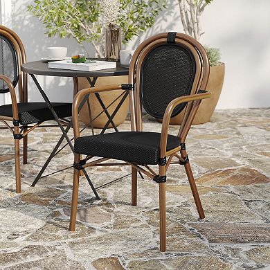 Merrick Lane Bistro Chair With Textilene Seat And Metal Frame