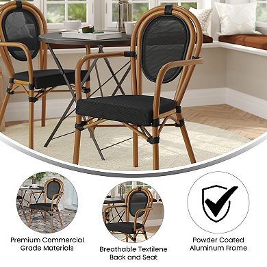 Merrick Lane Bistro Chair With Textilene Seat And Metal Frame