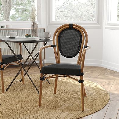 Merrick Lane Bistro Chair With Textilene Seat And Metal Frame