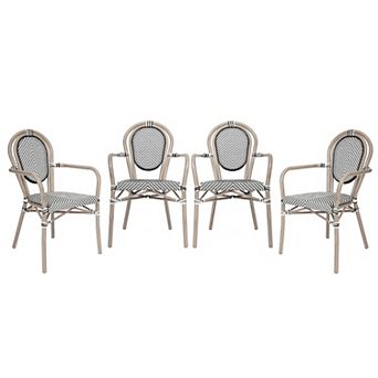 Merrick Lane 4 Pack Bistro Chair With Textilene Seat And Metal Frame