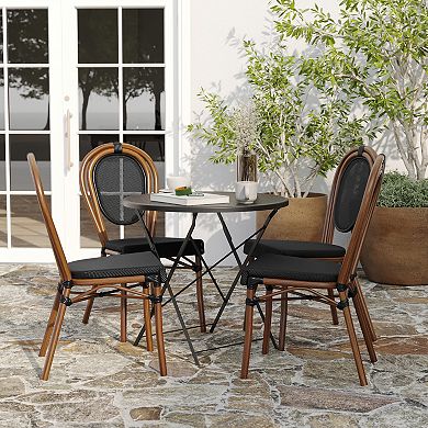 Merrick Lane 4 Pack Bistro Chair With Textilene Seat And Metal Frame