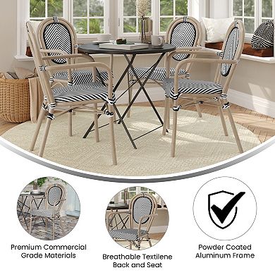 Merrick Lane 4 Pack Bistro Chair With Textilene Seat And Metal Frame