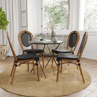 Merrick Lane 4 Pack Bistro Chair With Textilene Seat And Metal Frame