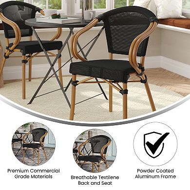 Merrick Lane Bistro Chair With Textilene Seat And Metal Frame