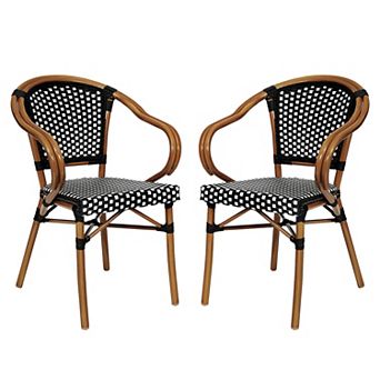 Merrick Lane 2 Pack Bistro Chair With Pe Rattan Seat And Metal Frame