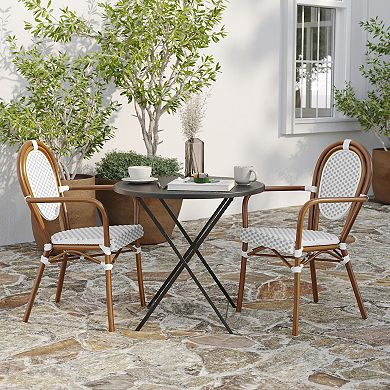 Merrick Lane Bistro Chair With Textilene Seat And Metal Frame