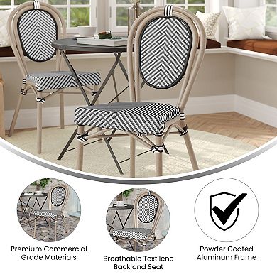 Merrick Lane Bistro Chair With Textilene Seat And Metal Frame